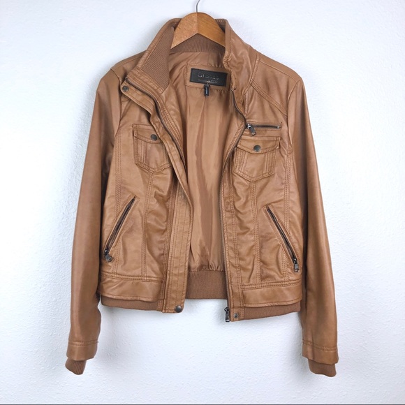 Ci Sono Jackets & Blazers - Ci Sono Brown faux leather full zip jacket large